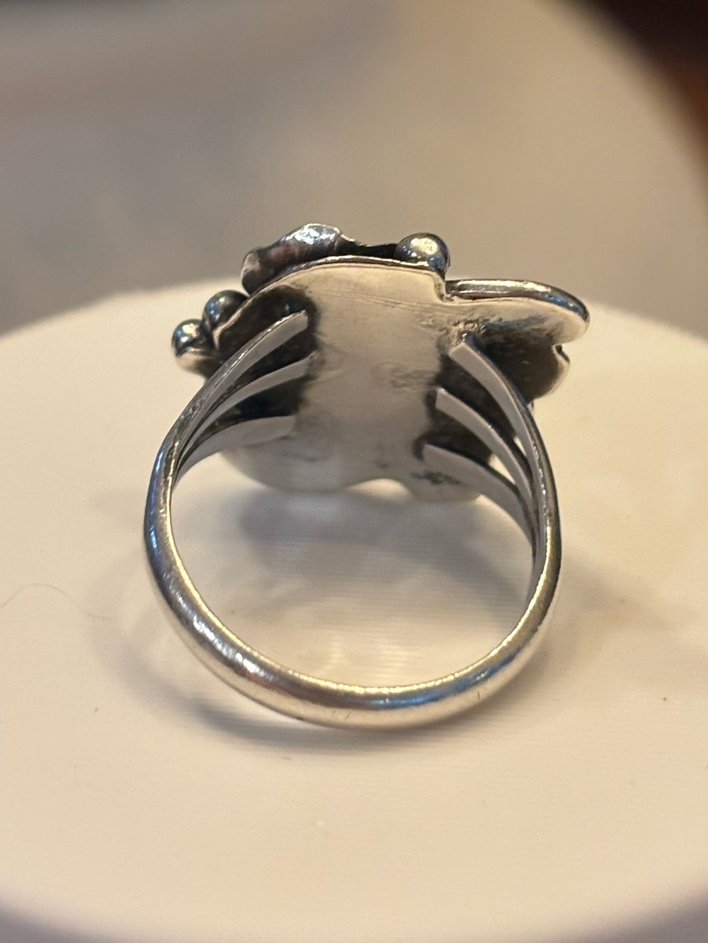 Vintage Sterling Silver Malachite Ring Size 6.5 Southwest Floral Leaf Fine 5g - Picture 4 of 10